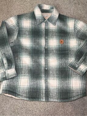 Kith Green & White Plaid Button-Down Shirt Jacket